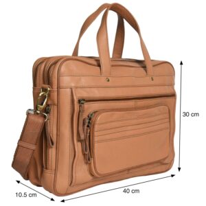 Genuine Leather Laptop Bag Tan