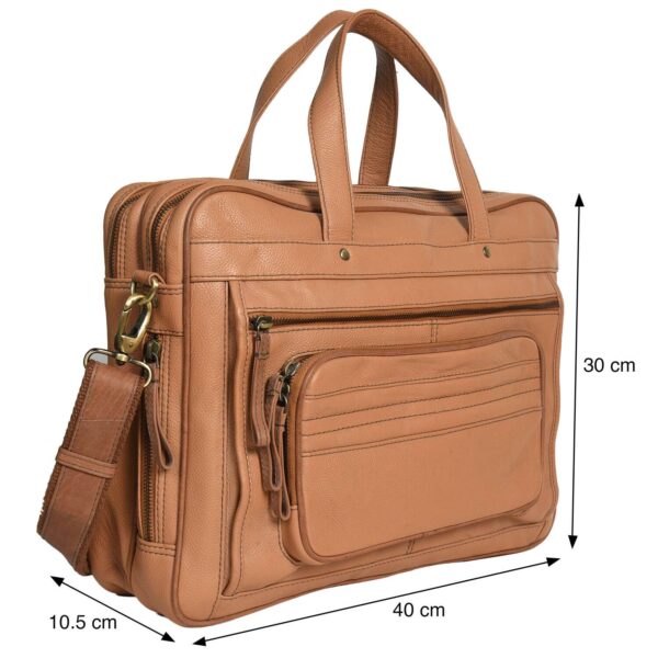 Genuine Leather Laptop Bag Tan